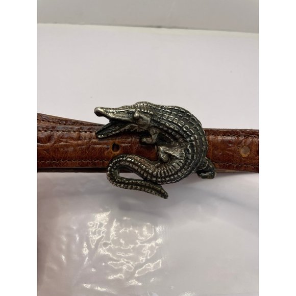 Vintage Navasota Genuine Leather Alligator Belt Brown XL main image 5